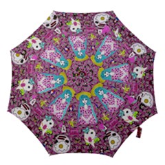 Blue Denim And Drawings Daisies Pink Hook Handle Umbrellas (small) by snowwhitegirl