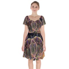 Fractal Geometry Short Sleeve Bardot Dress by Sparkle