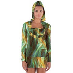 Abstract Illusion Long Sleeve Hooded T-shirt by Sparkle