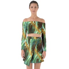 Abstract Illusion Off Shoulder Top With Skirt Set by Sparkle