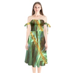 Abstract Illusion Shoulder Tie Bardot Midi Dress by Sparkle