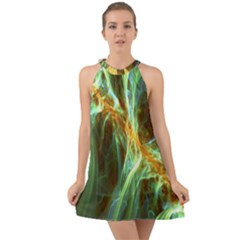 Abstract Illusion Halter Tie Back Chiffon Dress by Sparkle