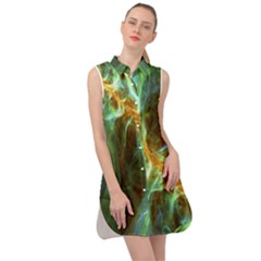 Abstract Illusion Sleeveless Shirt Dress by Sparkle