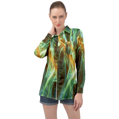Abstract Illusion Long Sleeve Satin Shirt by Sparkle