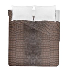 Brown Alligator Leather Skin Duvet Cover Double Side (full/ Double Size) by LoolyElzayat