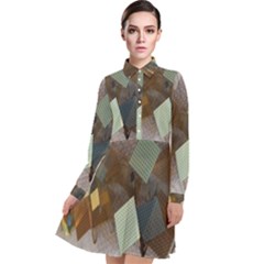 Digital Geometry Long Sleeve Chiffon Shirt Dress by Sparkle