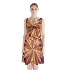 Sun Fractal Sleeveless Waist Tie Chiffon Dress by Sparkle