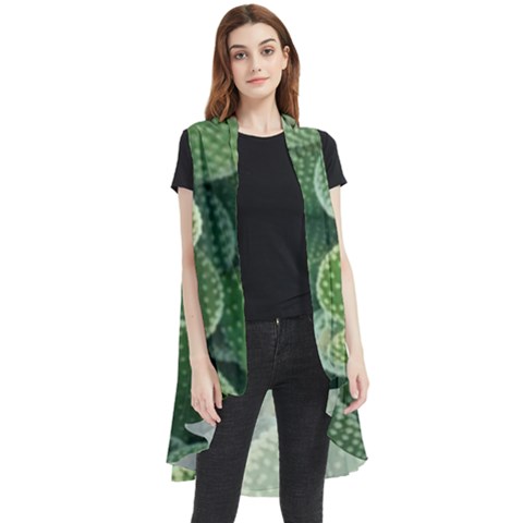 Green Cactus Sleeveless Chiffon Waistcoat Shirt by Sparkle