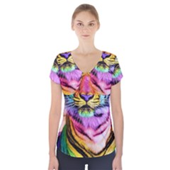 Rainbowtiger Short Sleeve Front Detail Top by Sparkle