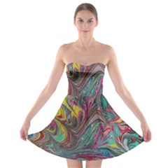 Abstract Marbling Strapless Bra Top Dress by kaleidomarblingart