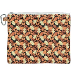 Autumn Leaves Orange Pattern Canvas Cosmetic Bag (xxxl) by designsbymallika