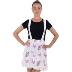 Pink Purple Butterfly Velvet Suspender Skater Skirt by designsbymallika
