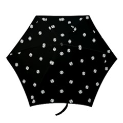 Black And White Baseball Motif Pattern Mini Folding Umbrellas by dflcprintsclothing