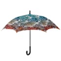 Blue tropical leaves Hook Handle Umbrellas (Medium) View3