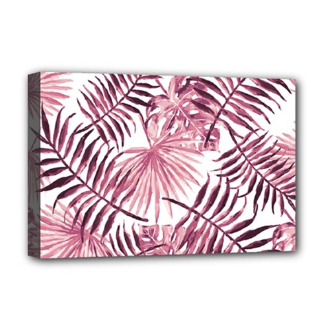 Pink Leaves Deluxe Canvas 18  X 12  (stretched) by goljakoff
