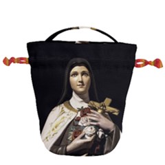 Virgin Mary Sculpture Dark Scene Drawstring Bucket Bag by dflcprintsclothing