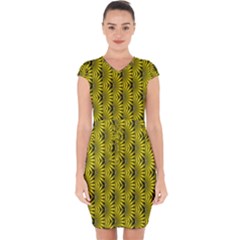 Digital Illusion Capsleeve Drawstring Dress  by Sparkle