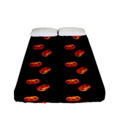 Kawaii Pumpkin Black Fitted Sheet (full/ Double Size) by vintage2030