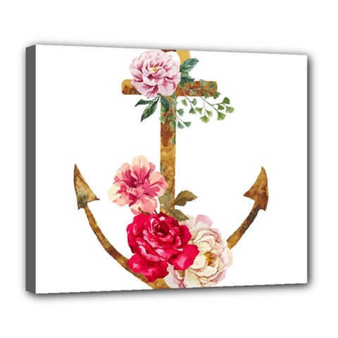 Flowers Anchor Deluxe Canvas 24  X 20  (stretched) by goljakoff