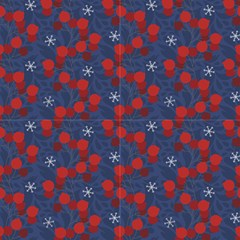 Winter Red Berries On A Blue Ornamental Background  by FloraaplusDesign