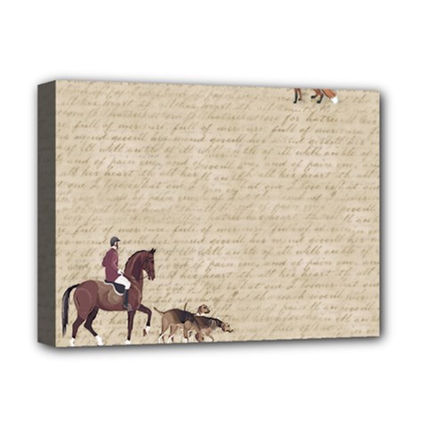 Foxhunt Horse And Hound Deluxe Canvas 16  X 12  (stretched)  by Abe731
