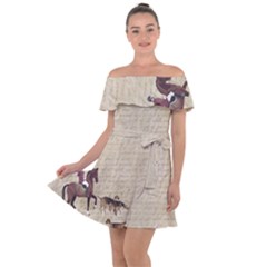 Foxhunt Horse And Hound Off Shoulder Velour Dress by Abe731