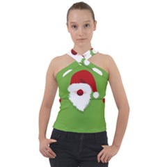 Santa Claus Hat Christmas Cross Neck Velour Top by Mariart