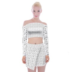 Music Notes Wallpaper Off Shoulder Top With Mini Skirt Set by Mariart