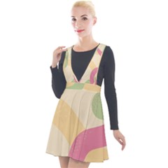 Line Pattern Dot Plunge Pinafore Velour Dress by Alisyart