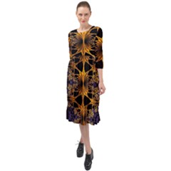 Fractal Flower Ruffle End Midi Chiffon Dress by Sparkle