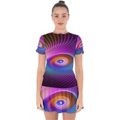 Fractal Illusion Drop Hem Mini Chiffon Dress by Sparkle