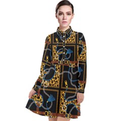 Chains Pattern Long Sleeve Chiffon Shirt Dress by designsbymallika