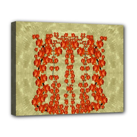 Roses Decorative In The Golden Environment Deluxe Canvas 20  X 16  (stretched) by pepitasart