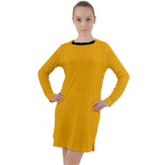 Chinese Yellow - Long Sleeve Hoodie Dress by FashionLane