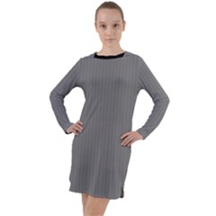 Just Grey - Long Sleeve Hoodie Dress by FashionLane