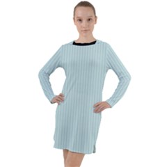 Pale Blue - Long Sleeve Hoodie Dress by FashionLane