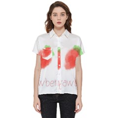 Strawbery Fruit Watercolor Painted Short Sleeve Pocket Shirt by Mariart