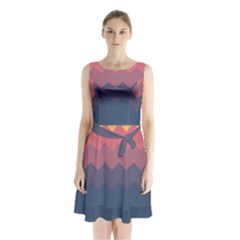 Fall Palette Sleeveless Waist Tie Chiffon Dress by goljakoff
