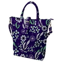 Floral Blue Pattern  Buckle Top Tote Bag by MintanArt