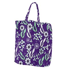 Floral Blue Pattern  Giant Grocery Tote by MintanArt