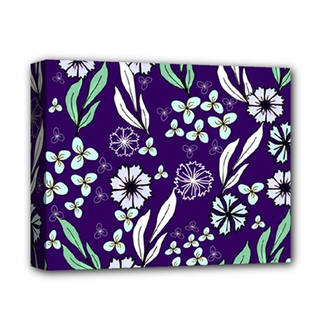 Floral Blue Pattern  Deluxe Canvas 14  X 11  (stretched) by MintanArt