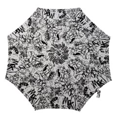 Black And White Graffiti Abstract Collage Hook Handle Umbrellas (small) by dflcprintsclothing