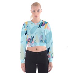 Nature Leaves Plant Background Cropped Sweatshirt by Mariart