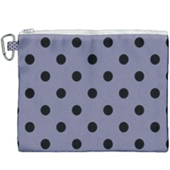 Large Black Polka Dots On Flint Grey - Canvas Cosmetic Bag (xxxl) by FashionLane
