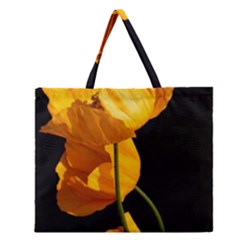 Yellow Poppies Zipper Large Tote Bag by Audy