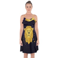 Zodiak Leo Lion Horoscope Sign Star Ruffle Detail Chiffon Dress by Alisyart