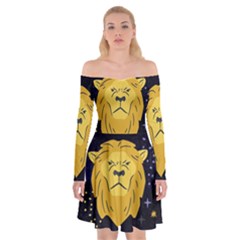 Zodiak Leo Lion Horoscope Sign Star Off Shoulder Skater Dress by Alisyart