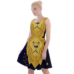 Zodiak Leo Lion Horoscope Sign Star Knee Length Skater Dress by Alisyart