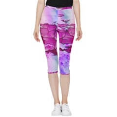 Background Crack Art Abstract Inside Out Lightweight Velour Capri Leggings  by Mariart