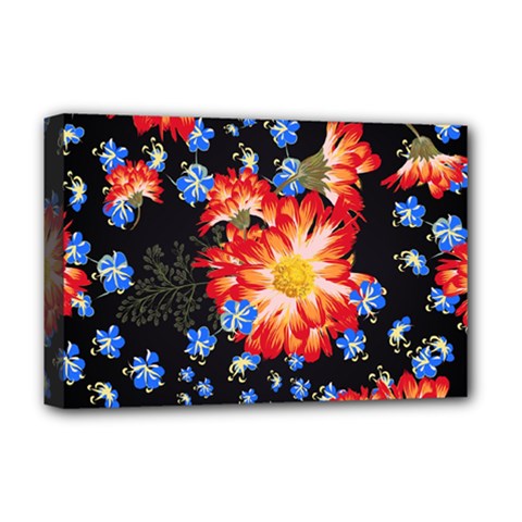 Orange And Blue Chamomiles Design Deluxe Canvas 18  X 12  (stretched) by ArtsyWishy